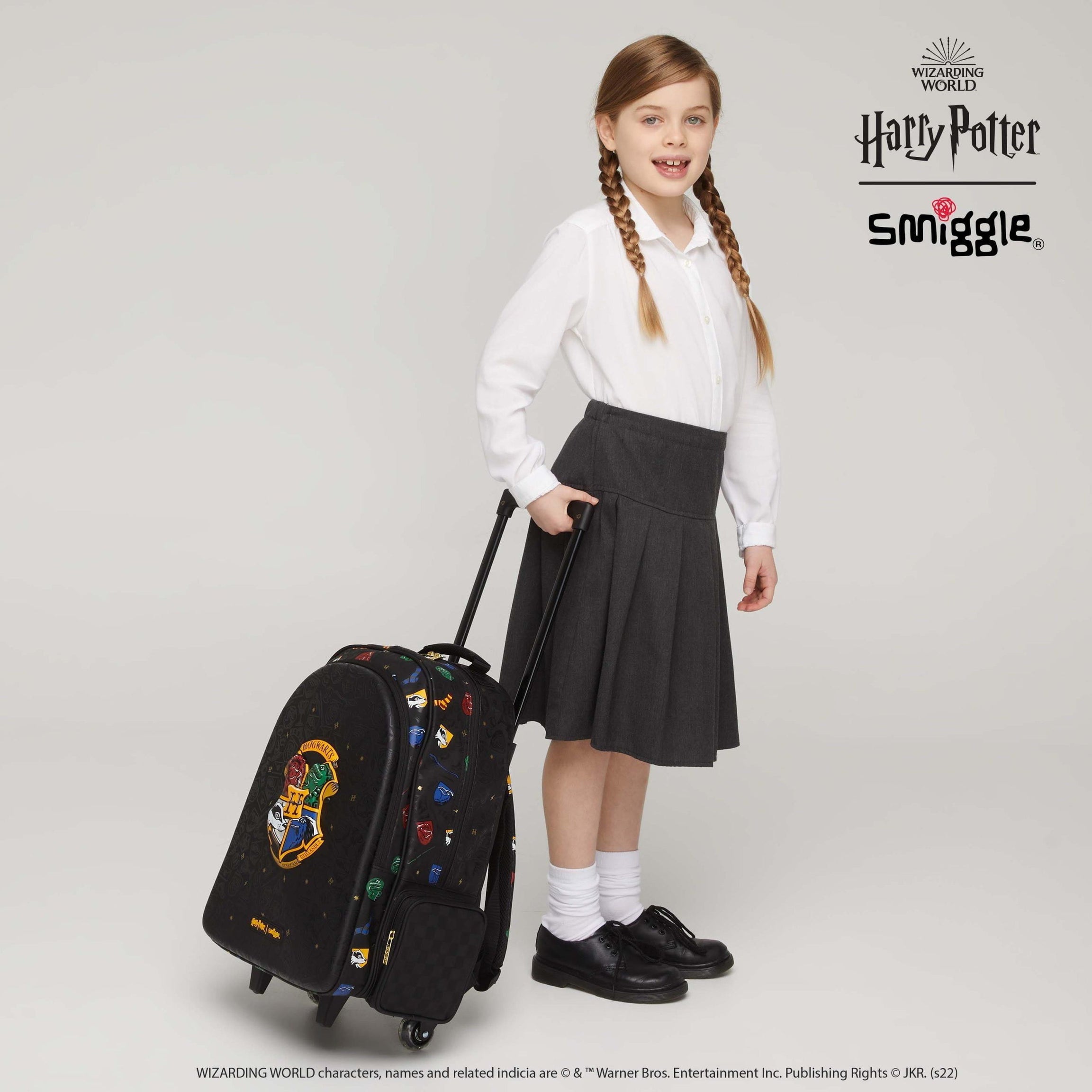 Smiggle - Harry Potter Işıklı Tekerlekli Çekçekli Sırt Çantası-Dinossi