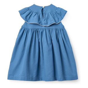 Copenhagen Colors – Besticktes Kragenkleid aus Bio-Baumwolle | Blau
