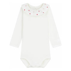 Petit Bateau - Organik pamuklu fırfırlı yakalı body | Beyaz