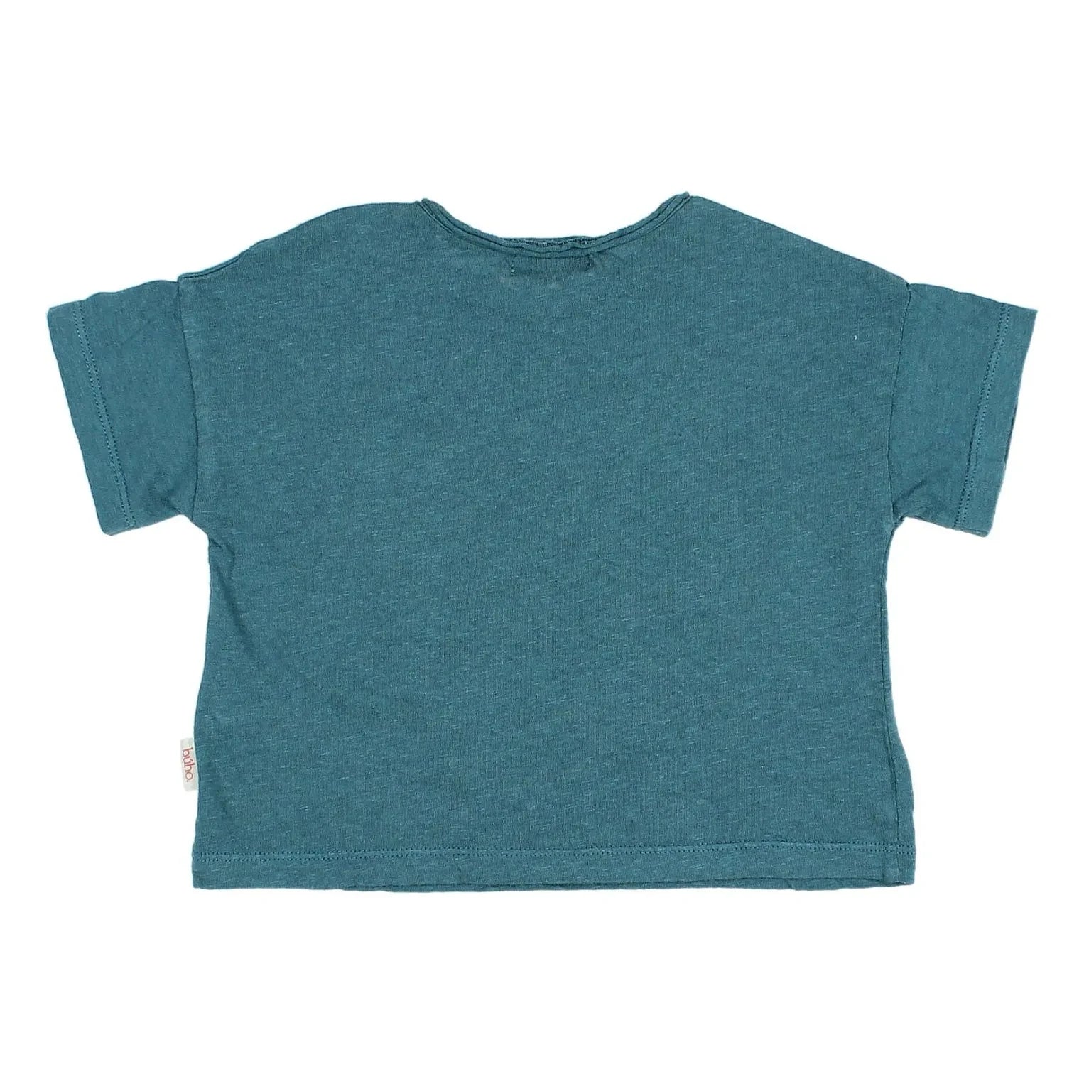Búho - Linen pocket T-shirt | Peacock Blue