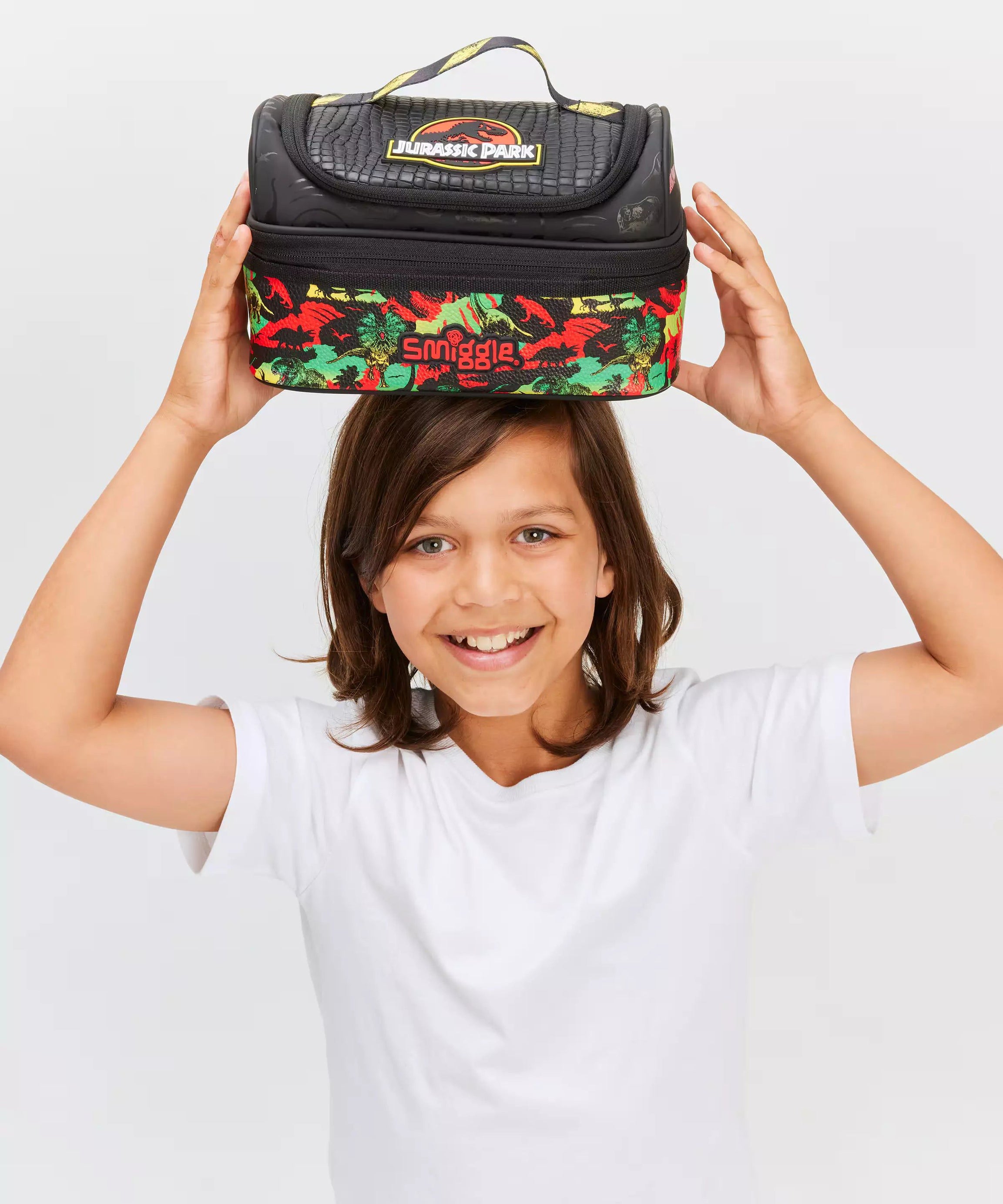 Smiggle - Jurassic Park Çift Katlı Beslenme Çantası-Dinossi