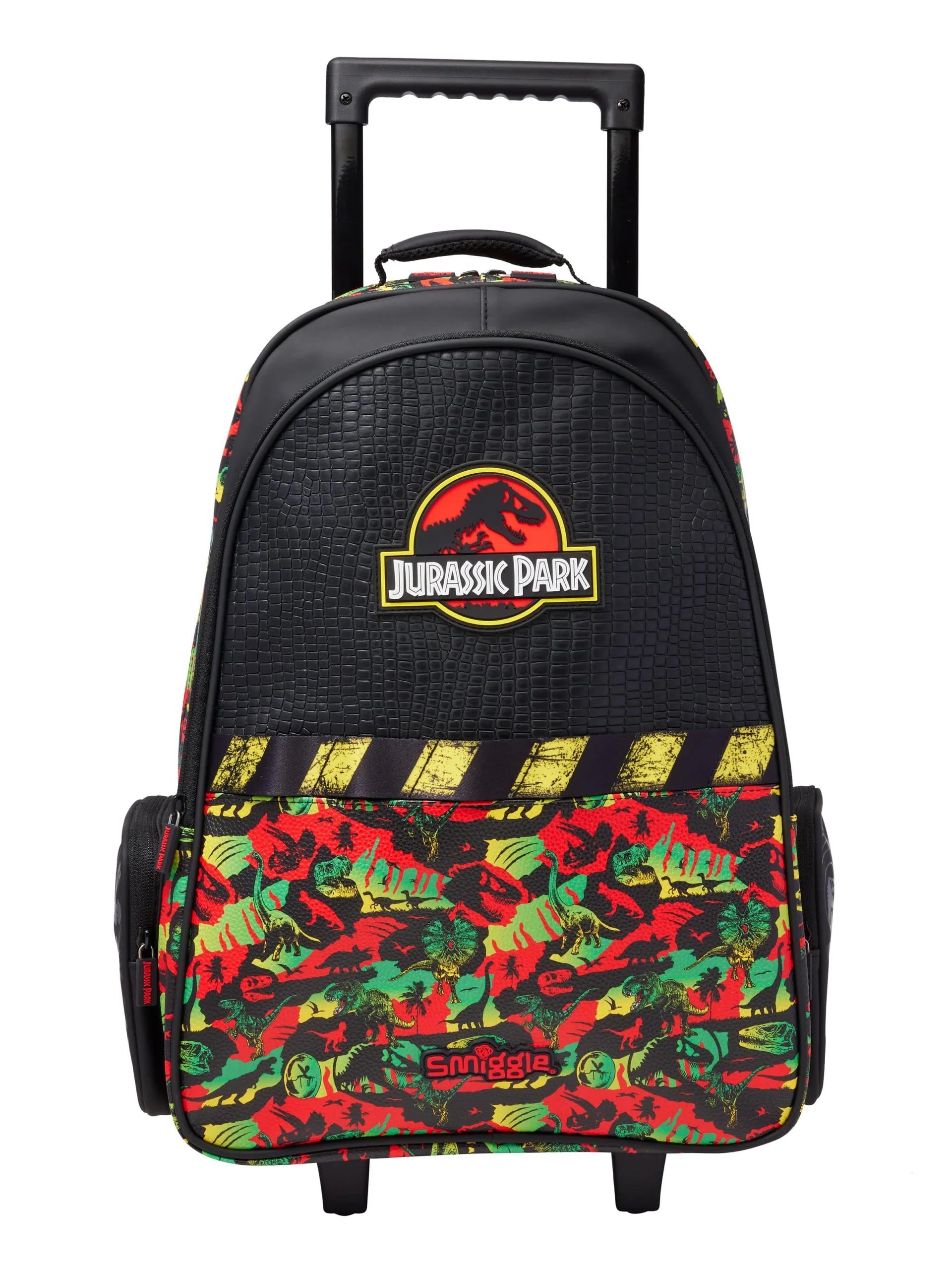 Smiggle - Jurassic Park Işıklı Tekerlekli Çekçekli Sırt Çanta-Dinossi