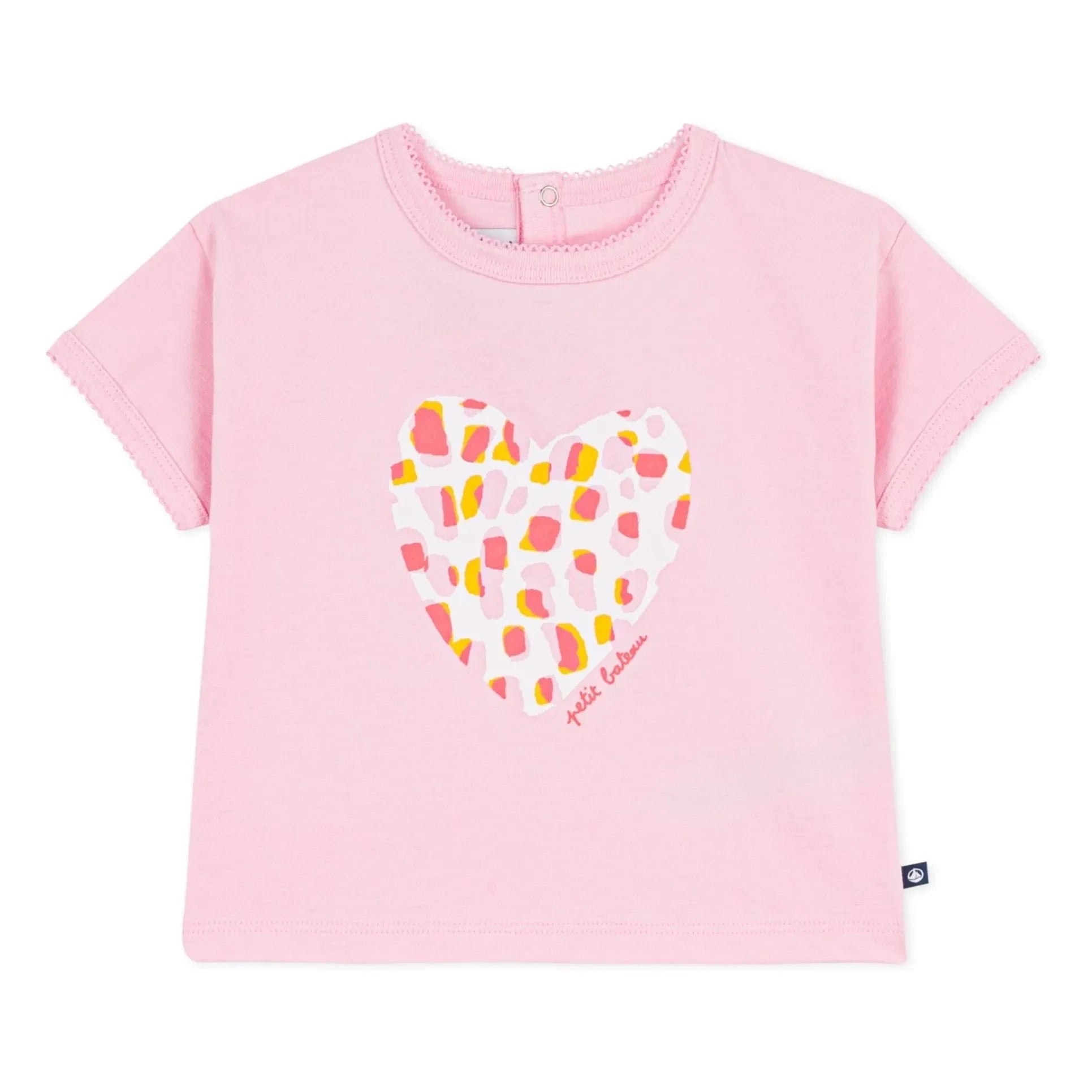 Petit Bateau – Baby T-Shirt mit Herzen aus Bio-Baumwolle | Rosa