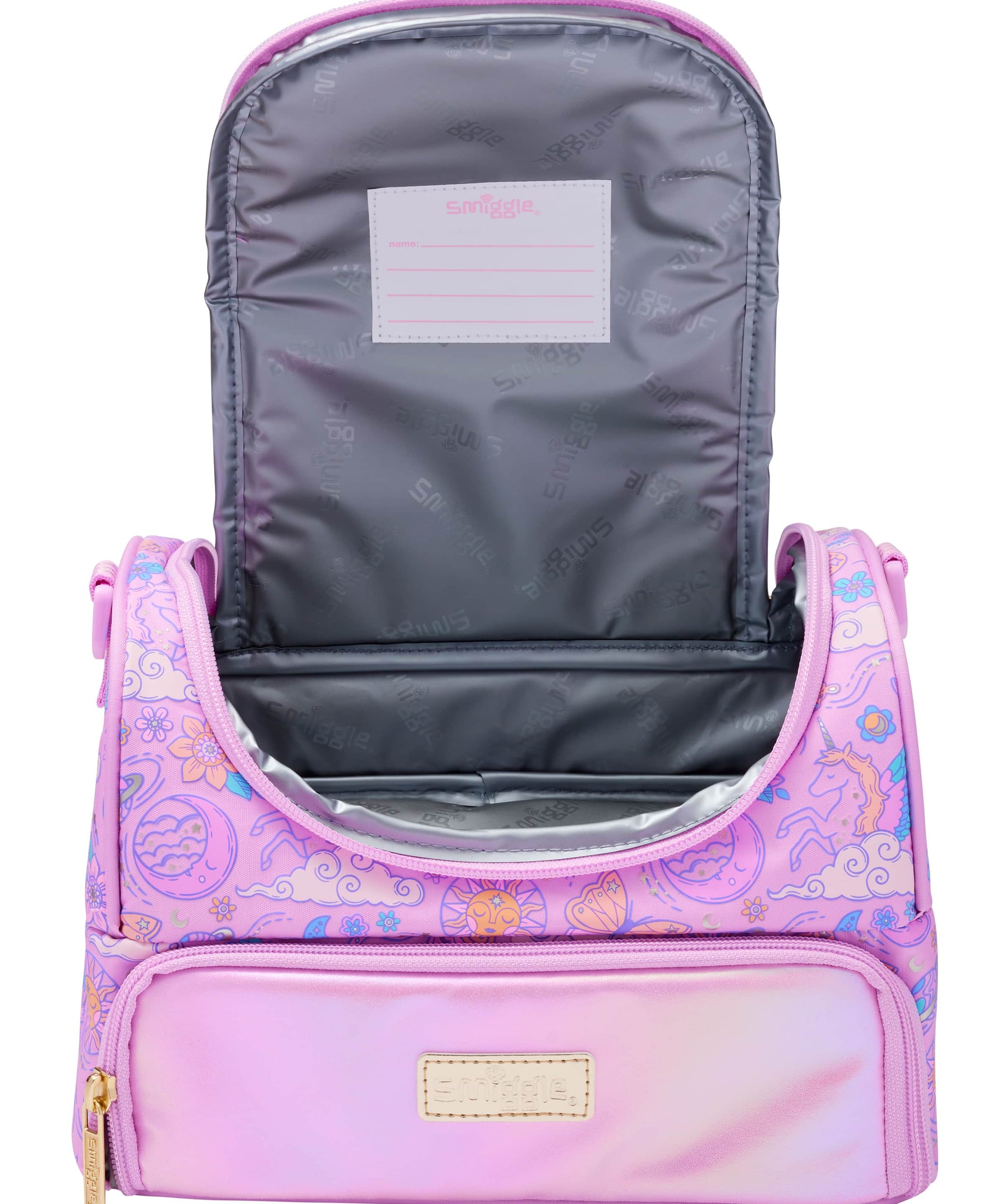 Smiggle - Cosmos Askılı Büyük İkili Beslenme Çantası-Dinossi