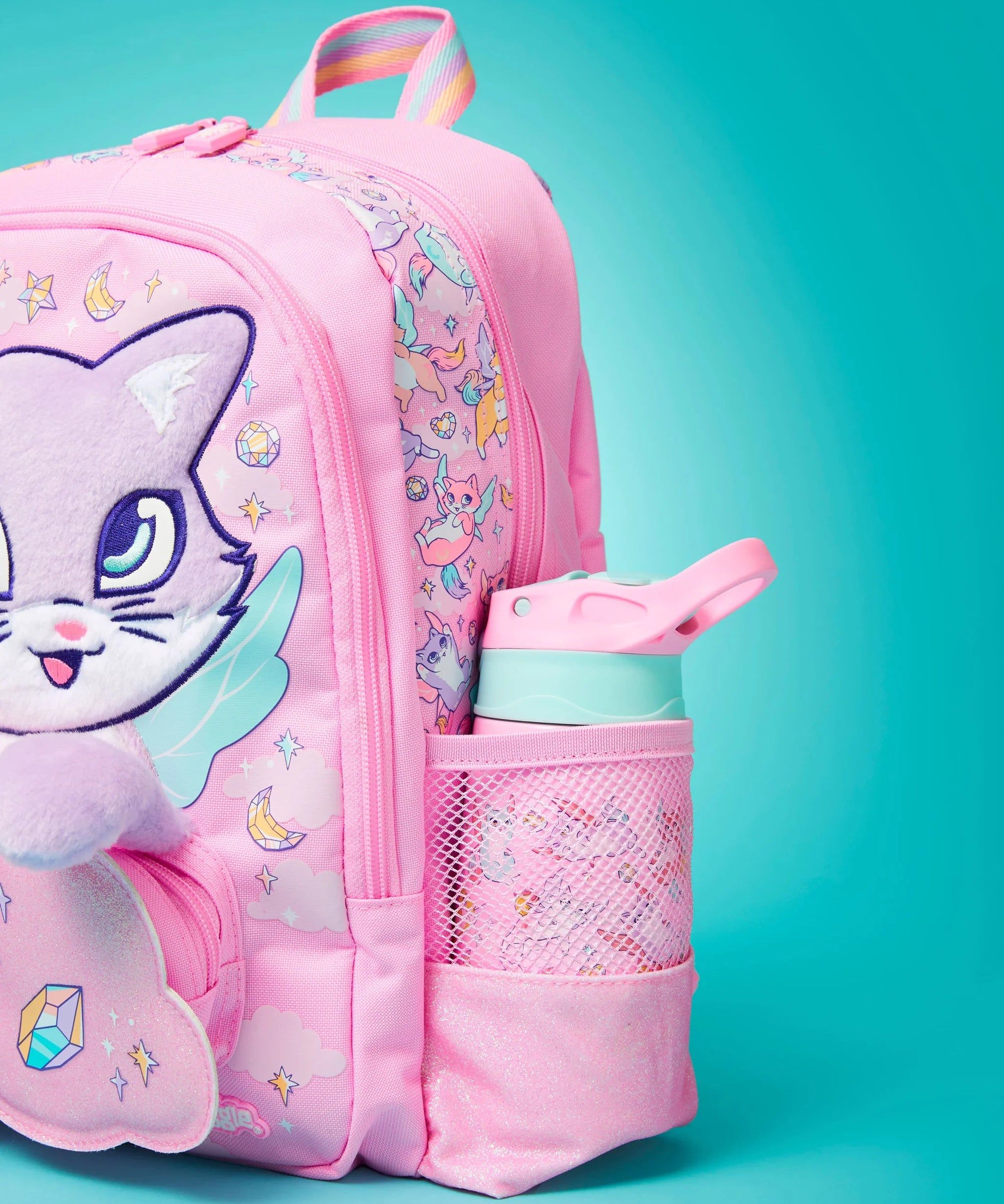 Smiggle - Happy Tales Çelik Otomatik Pipetli 400ML Matara-Dinossi