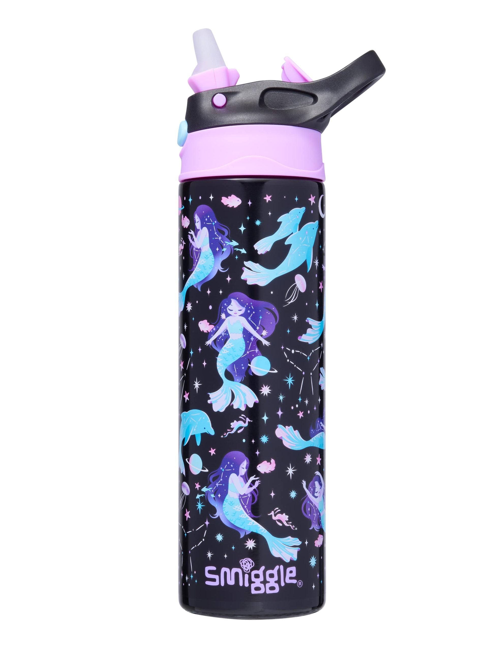 Smiggle - Limitless Paslanmaz Çelik 520ML Otomatik Pipetli Matara-Dinossi