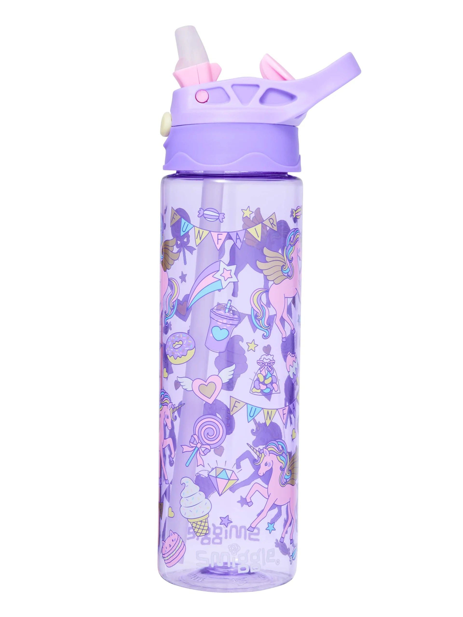 Smiggle - Fun Fair BPAsız 650ML Pipetli Suluk-Dinossi