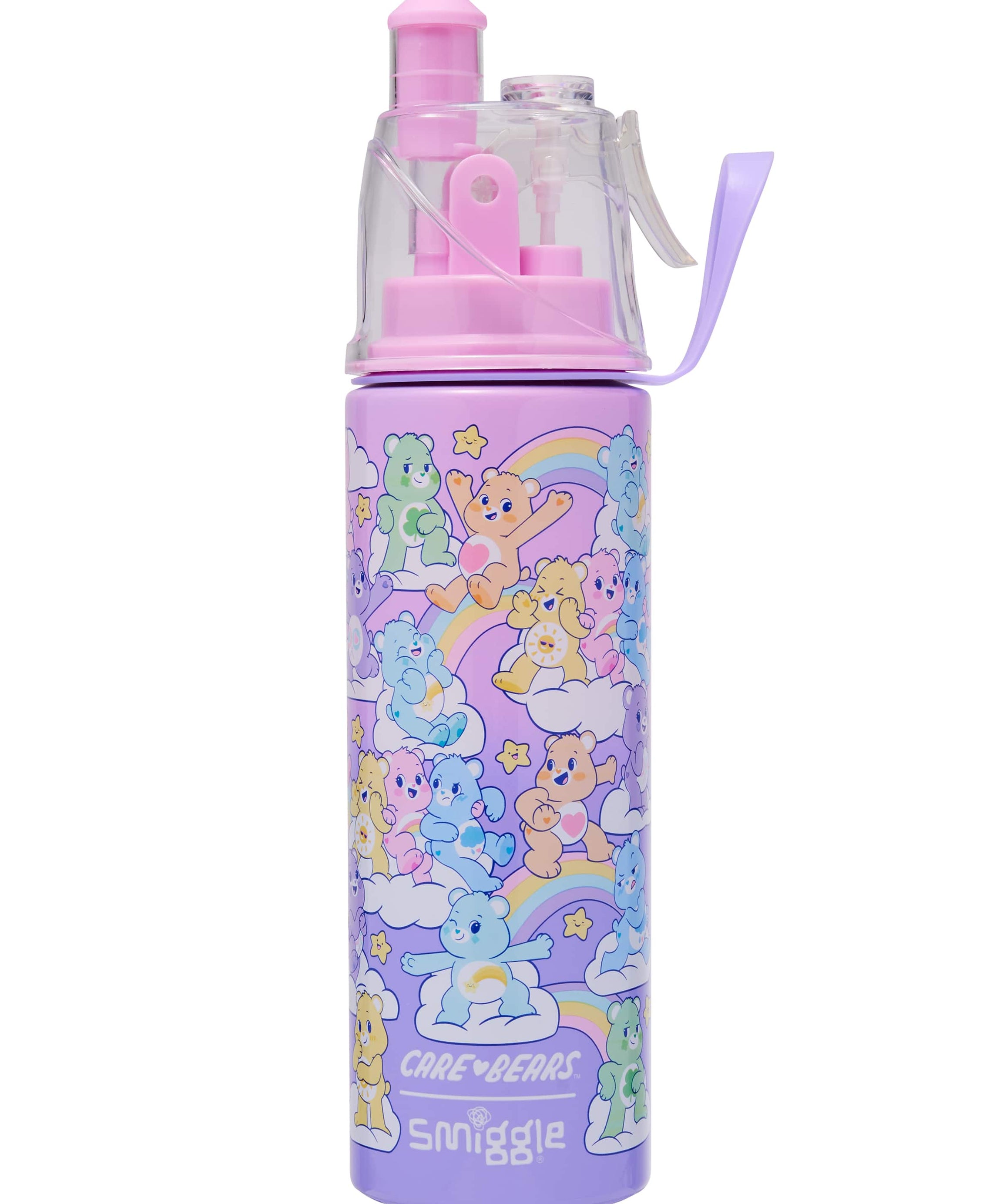 Smiggle - قمقمه استیل 500 میلی‌لیتری با اسپری آب طرح Care Bears