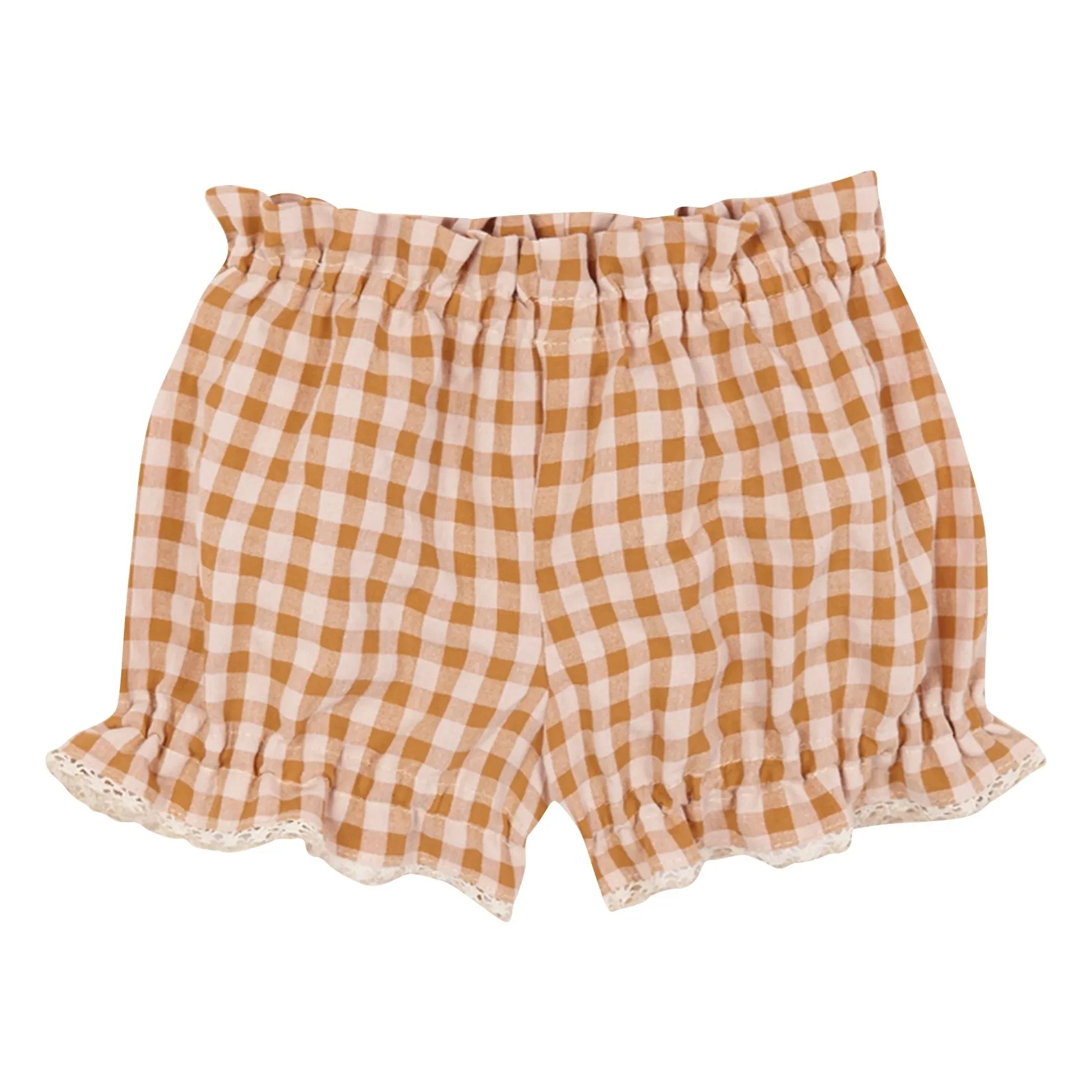 birinit - Set Vichy Bluse und Bloomer aus Bio-Baumwolle | Karamell