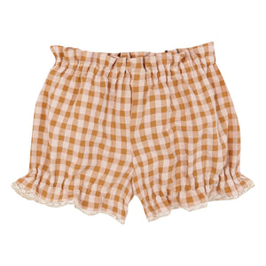 birinit - Set Vichy Bluse und Bloomer aus Bio-Baumwolle | Karamell