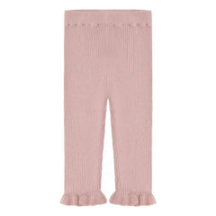 FUB - Gerippte Leggings aus Bio-Baumwolle mit Rüschen | Hellrosa