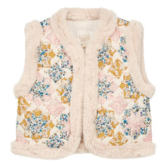 Louise Misha - Librane Ärmellose Jacke mit Pelzimitat aus Bio-Baumwolle | Creme