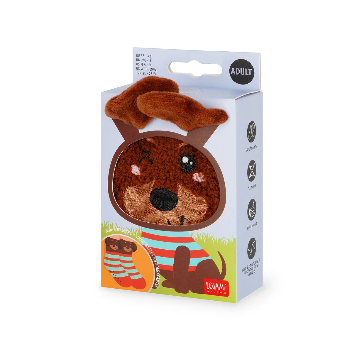 Legami - Rutschfeste Dachshund Socken für Erwachsene - Perfekte Passform!