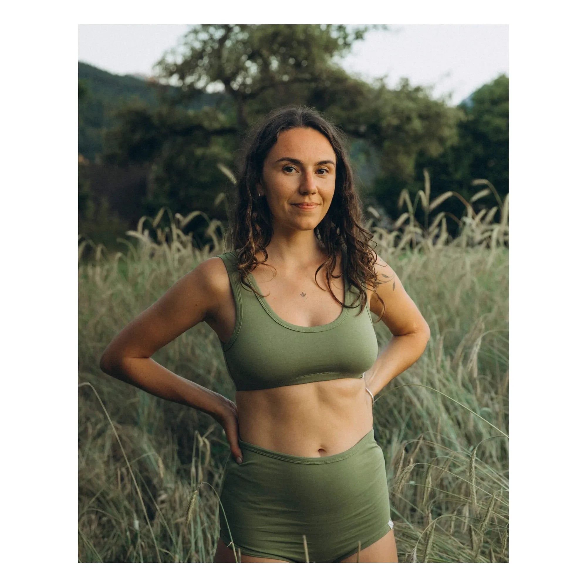 Matona - Plain organic cotton bra | Olives