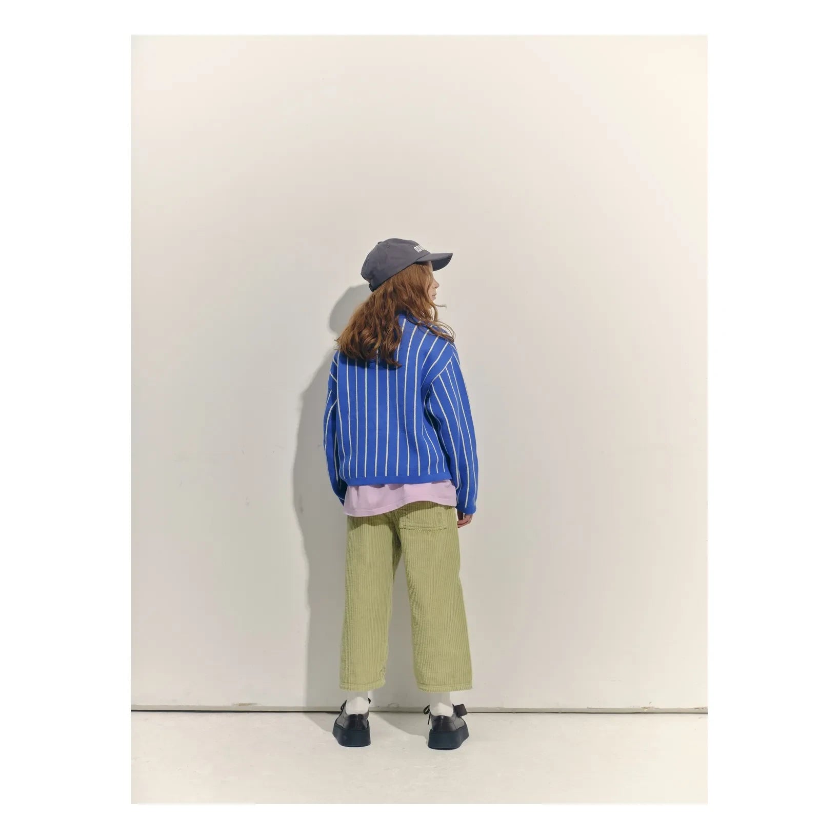 Main Story - Organik Pamuklu Çizgili V Yaka Sweatshirt | Electric blue