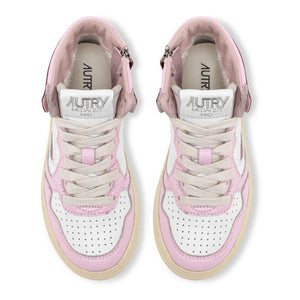 Autry - Zweifarbiger Kids Medalist Mid Sneaker aus Leder | Rosa
