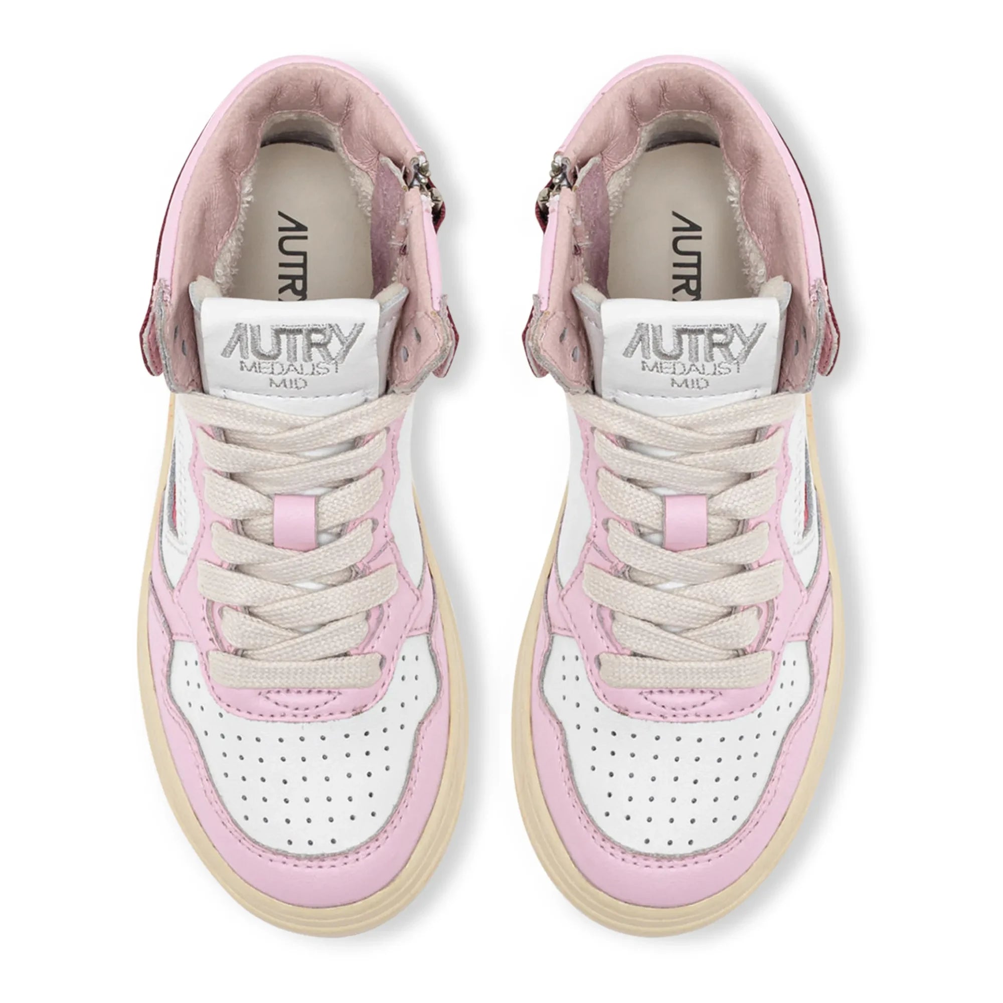Autry - Zweifarbiger Kids Medalist Mid Sneaker aus Leder | Rosa