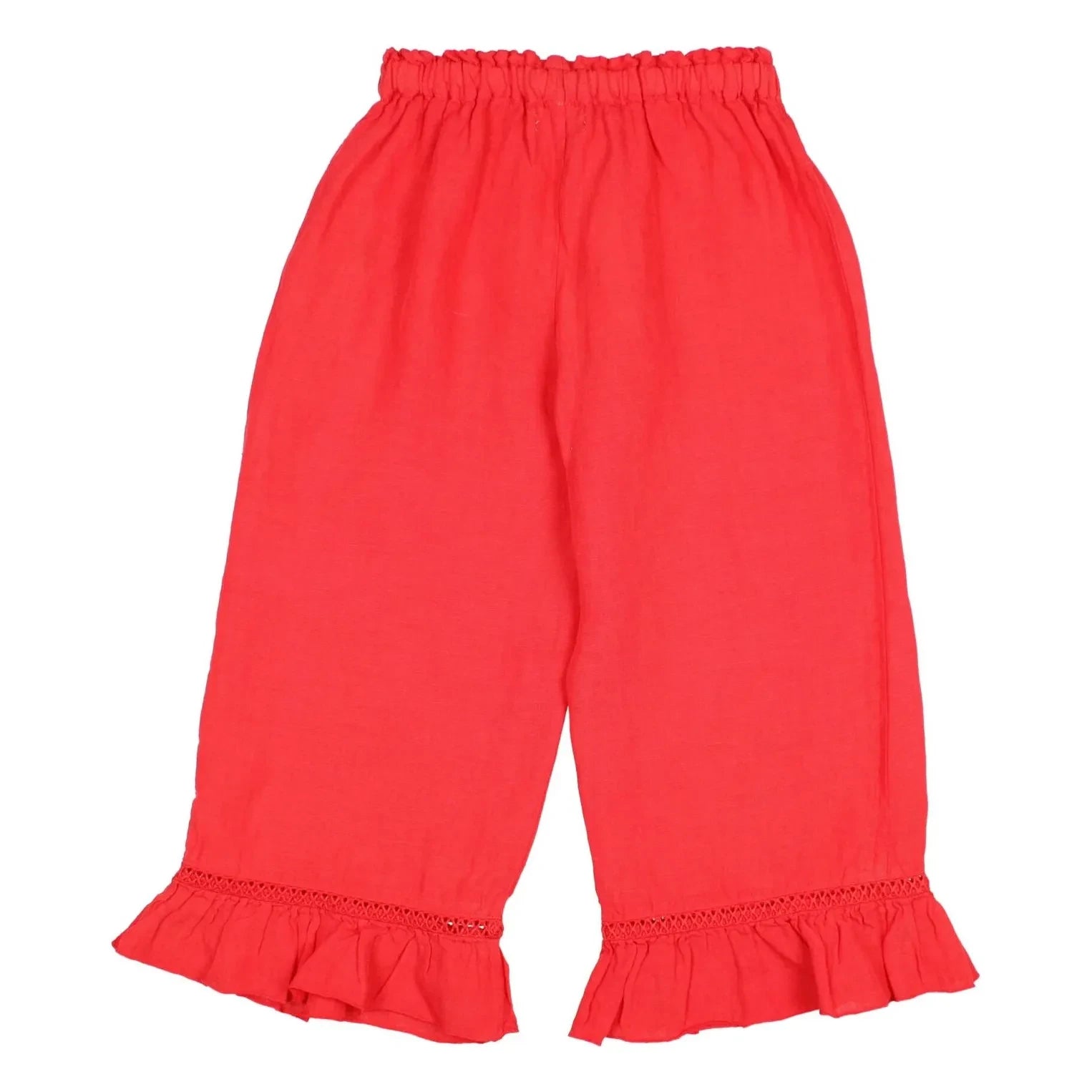 Búho - Linen Ruffled Pants | Red