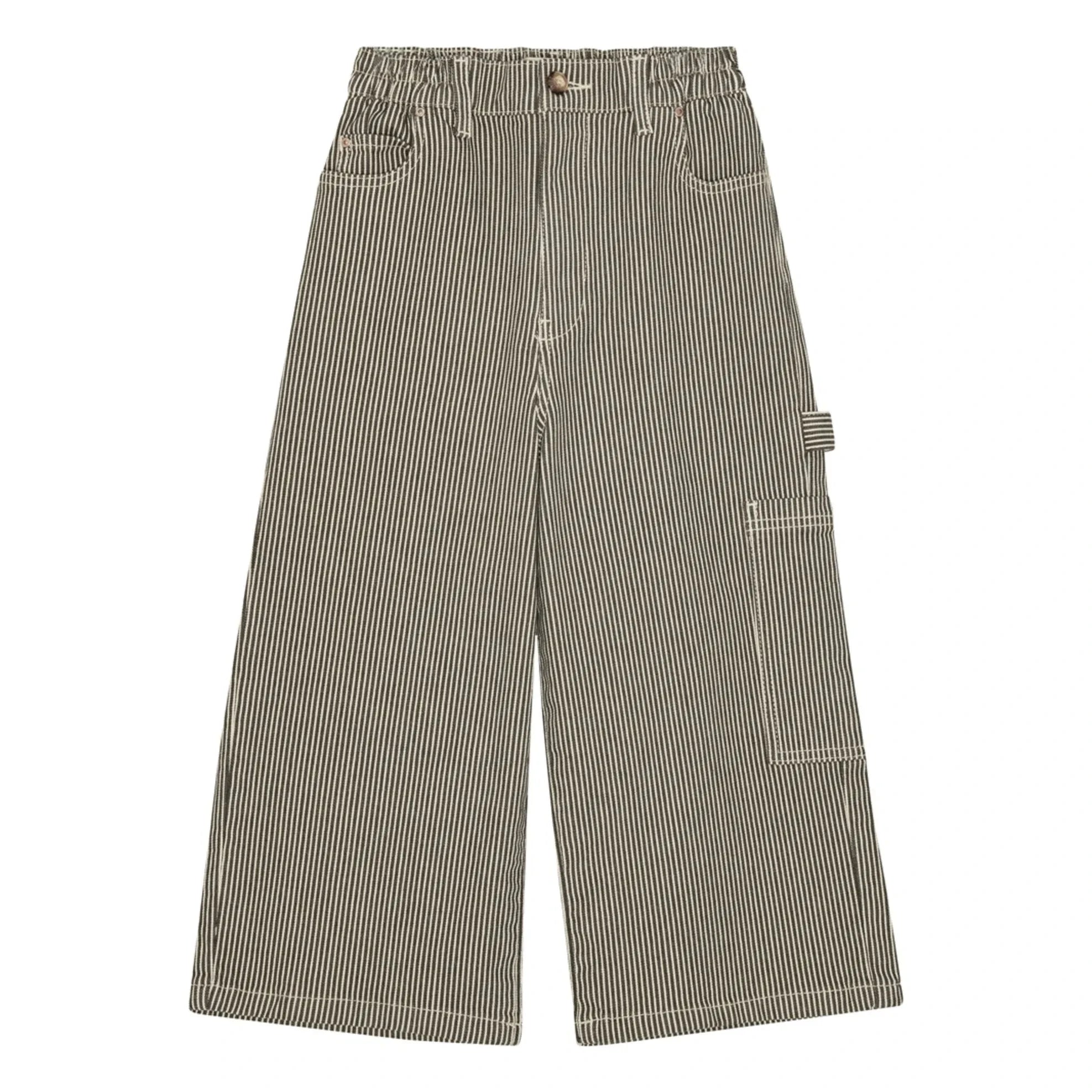 Brunobruno Nation - Flynn Organic Cotton Striped Trousers | Dark green