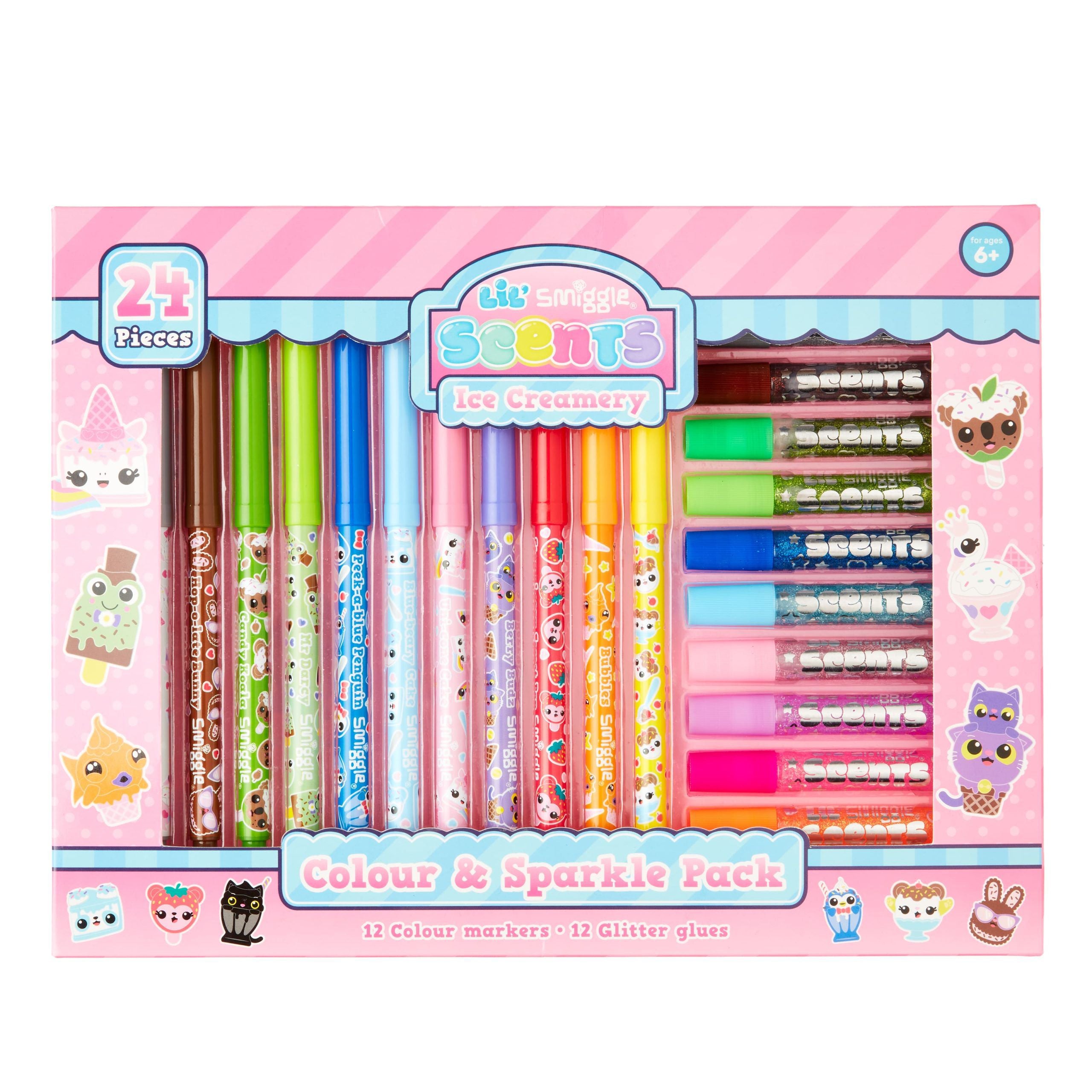 Smiggle - Lil' Scents Dondurma Parıltılı Makers Kalem Paketi-Dinossi