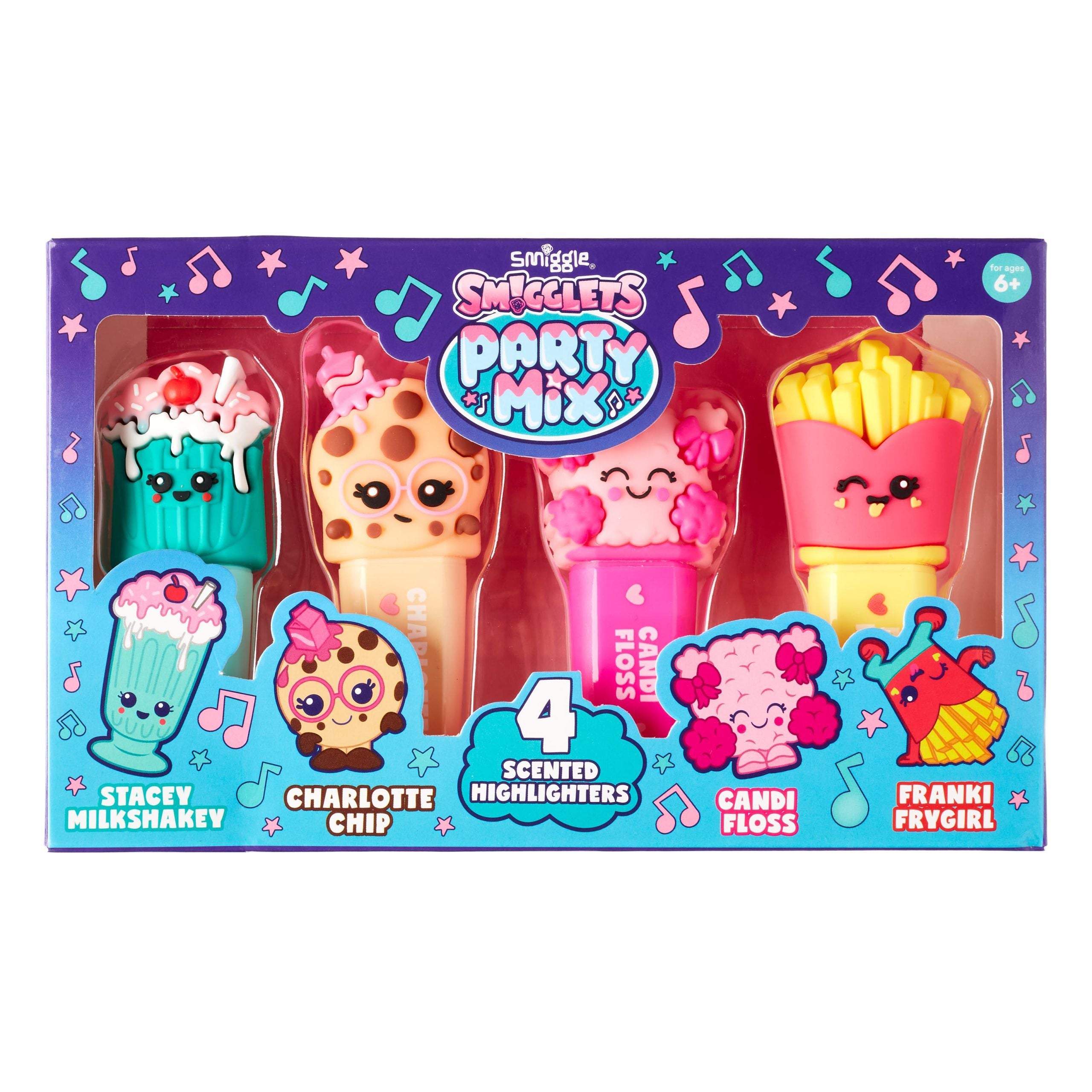 Smiggle - Smigglets Parti Karışımı Kokulu Fosforlu Kalem Paketi X4-Dinossi