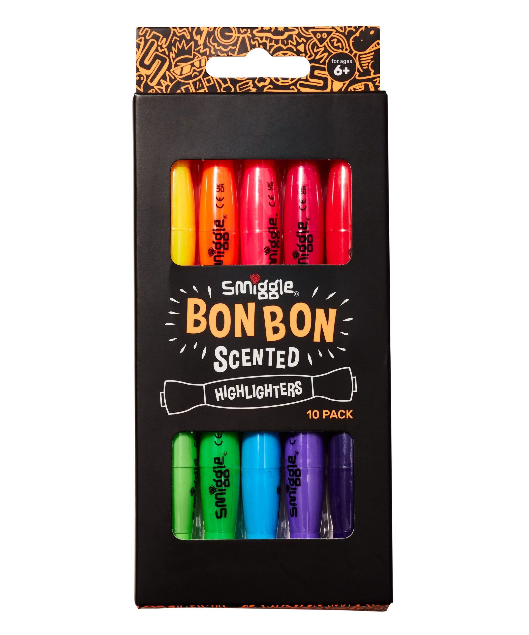 Smiggle - Bon Bon Şeker Kokulu Fosforlu Kalem Paketi X10-Dinossi