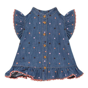 Zimmermann – Awaken Pois Ärmellose Denim-Bluse | Dunkelblau