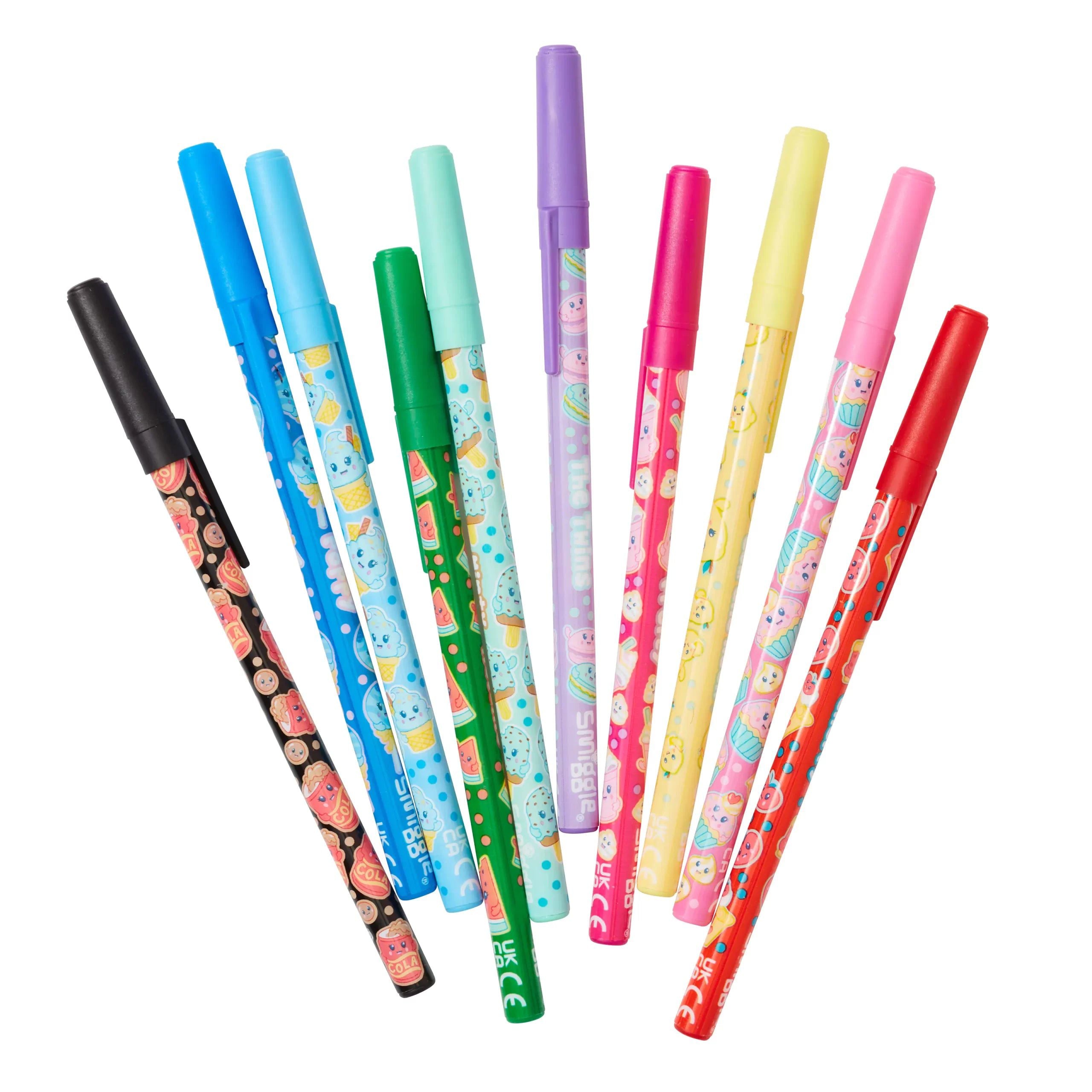 Smiggle - Snackies Kokulu 10'lu Tükenmez Boya Kalemleri-Dinossi