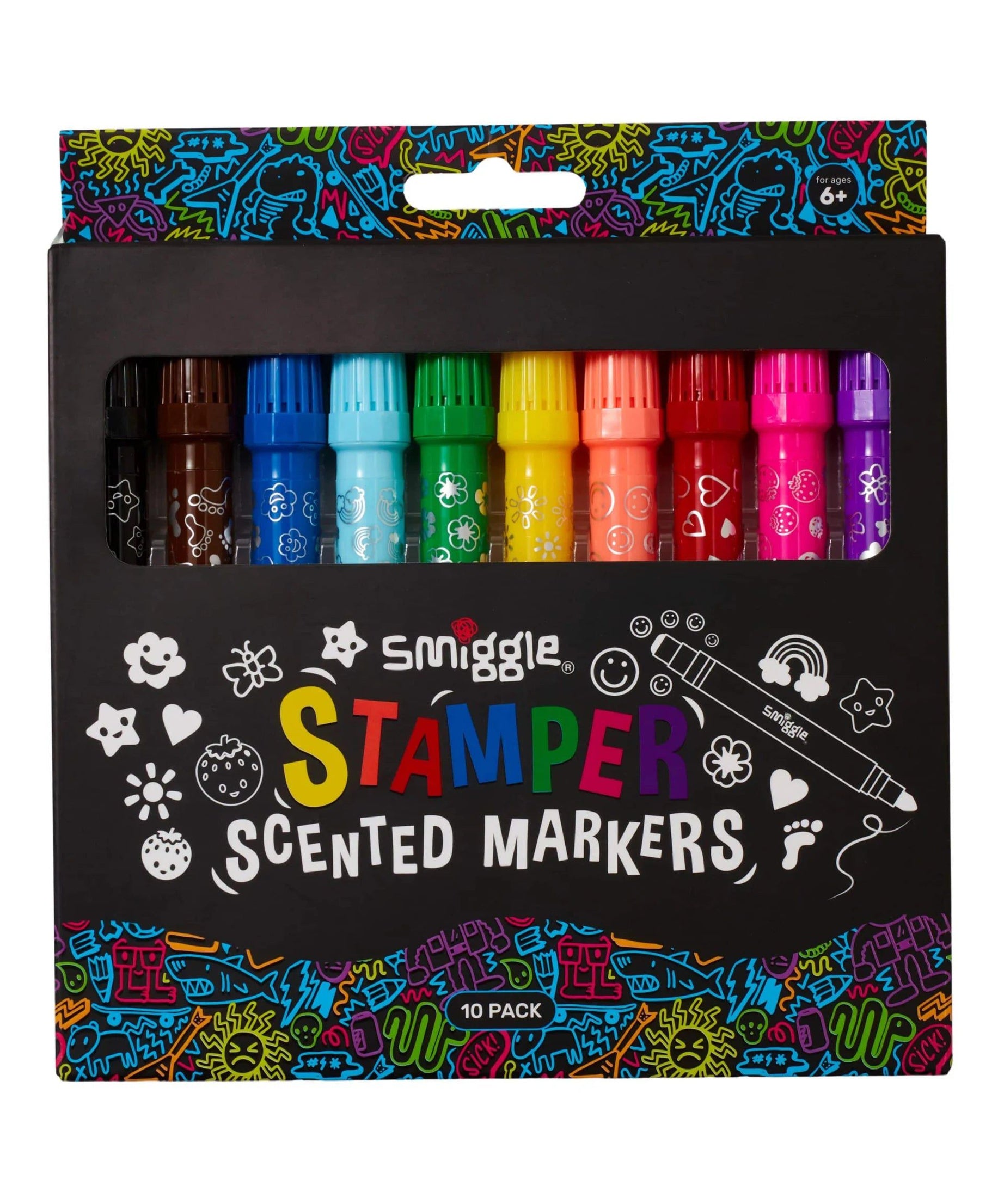 Smiggle - Stamper Kokulu Highlighter İşaretleyici Kalem Seti X10-Dinossi