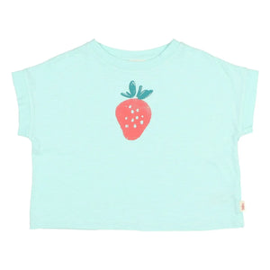 Búho - Bio-Baumwoll-T-Shirt mit Erdbeermuster | Aqua