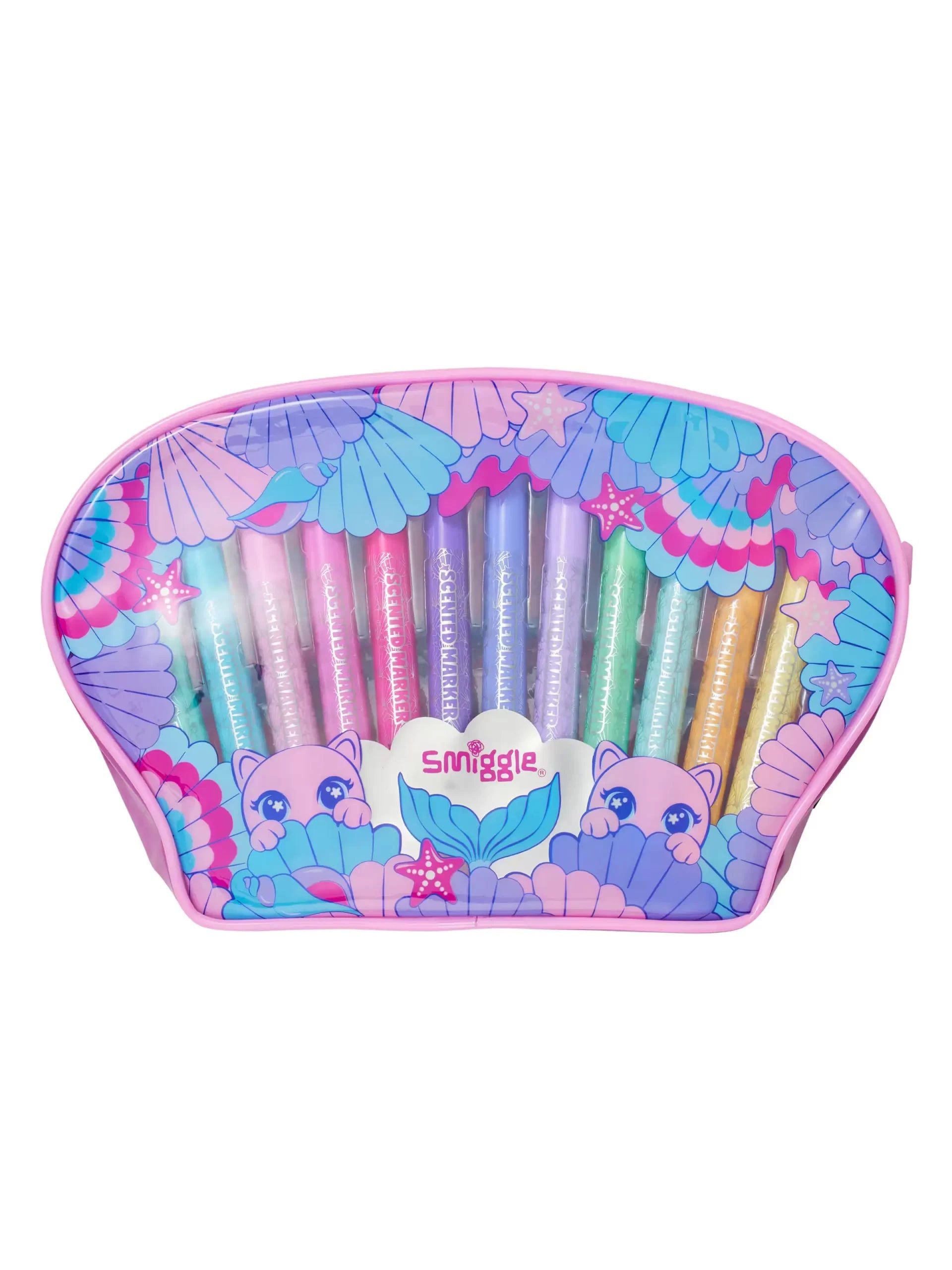 Smiggle - Hi There Kokulu 12li Fosforlu Kalem ve Kalem Kutusu Seti-Dinossi