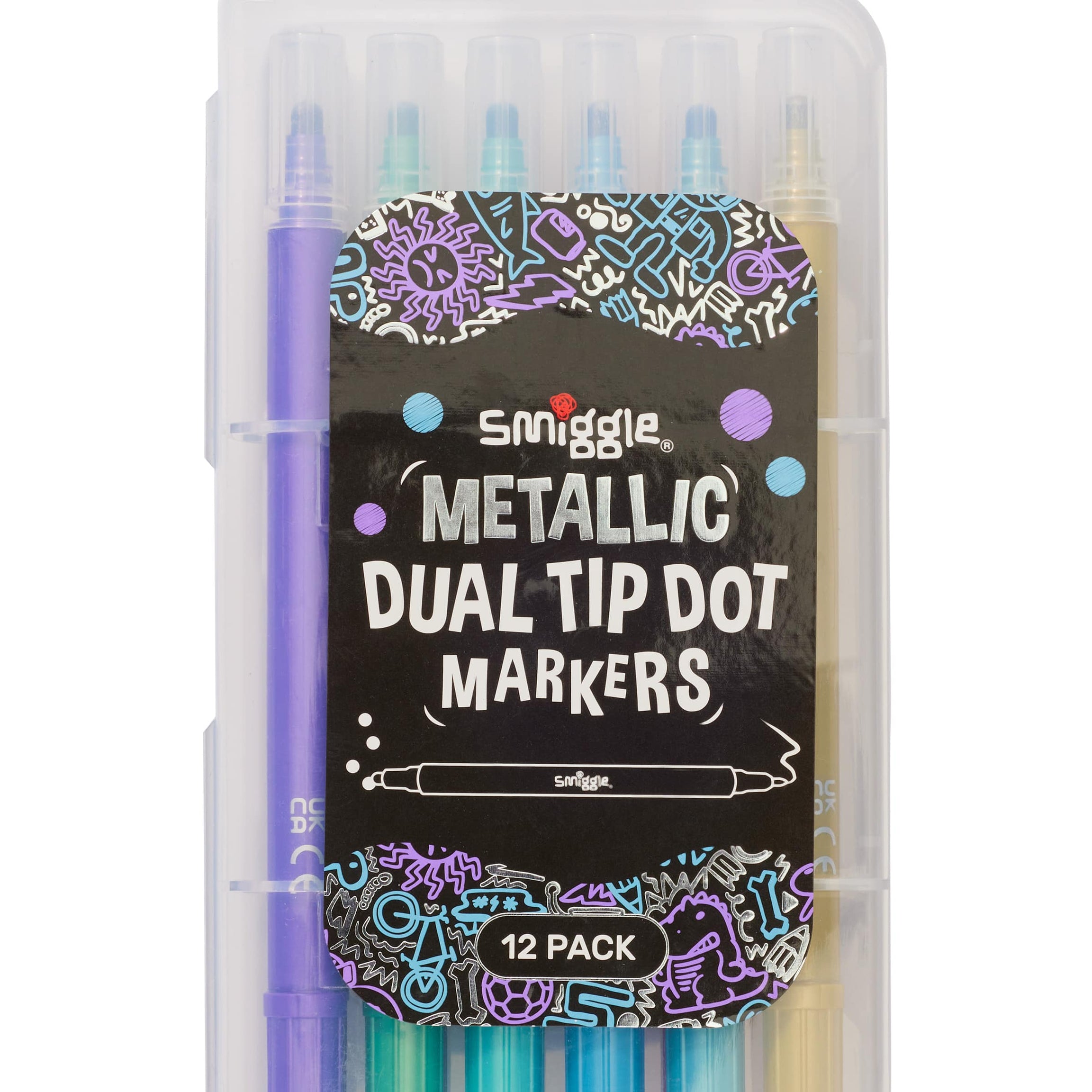 Smiggle - Metalik Çift Uçlu Nokta İşaretleyiciler Paketi X12-Dinossi