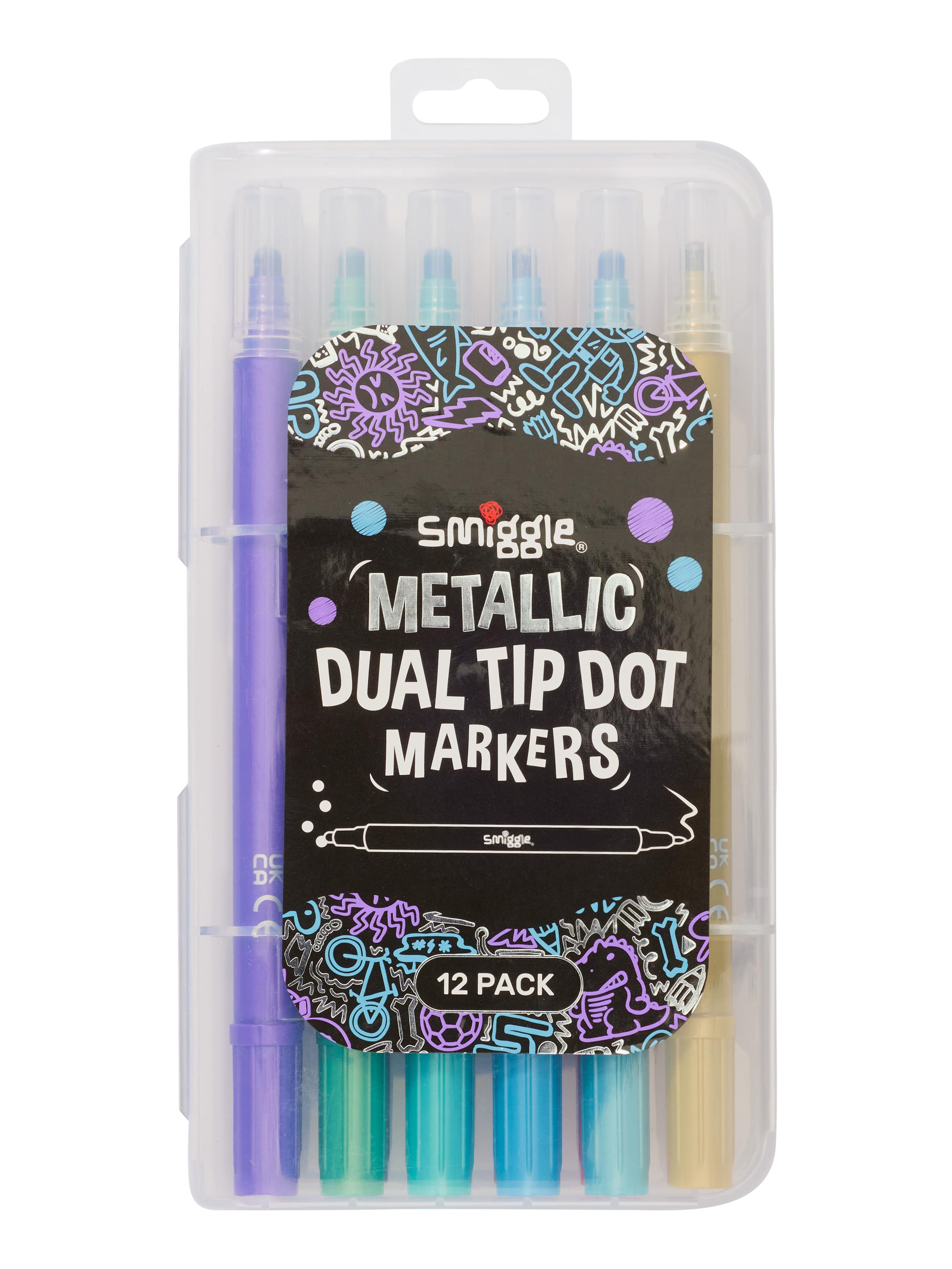 Smiggle - Metalik Çift Uçlu Nokta İşaretleyiciler Paketi X12-Dinossi