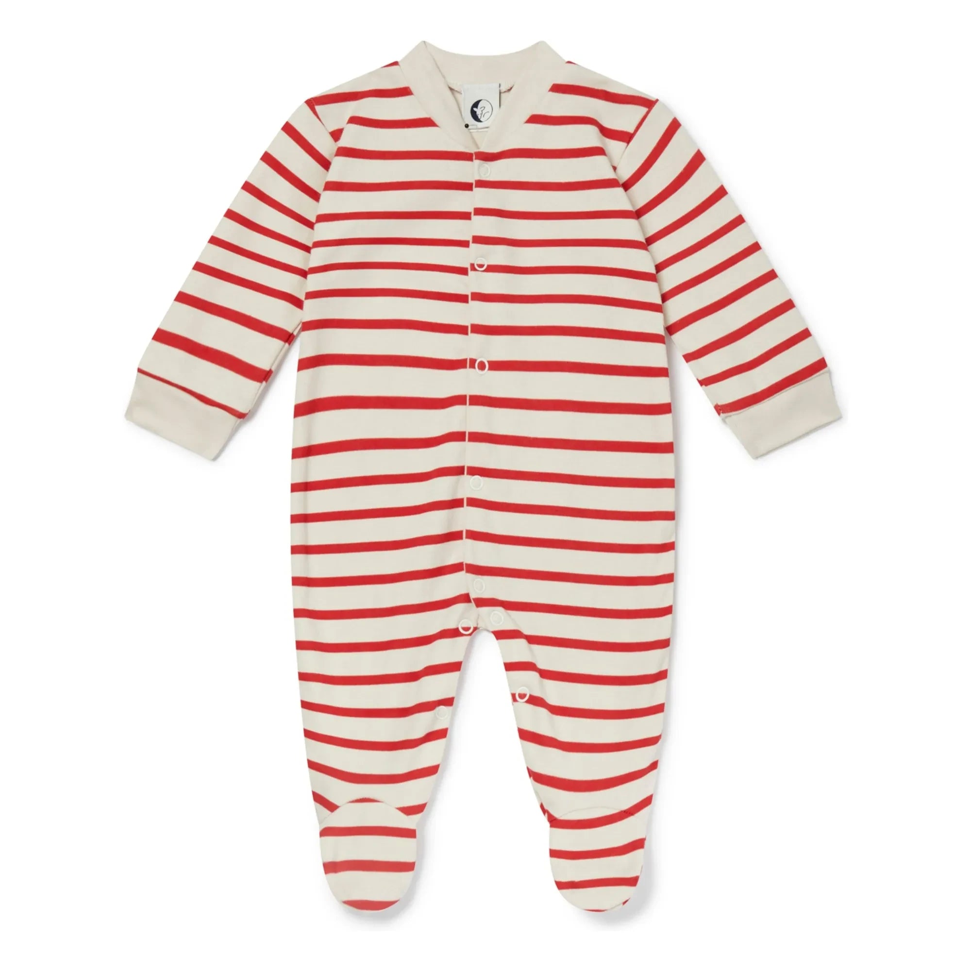 Sleepy Doe - Ayaklı organik pamuklu çizgili pijama | Kırmızı
