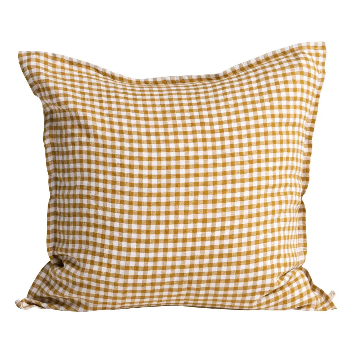 Gabrielle Paris - Gingham Washed Linen Pillowcase | Yellow Curry Color