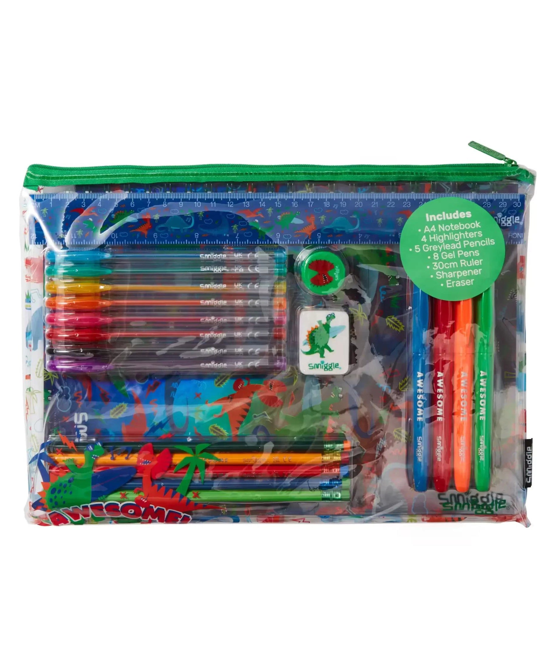 Smiggle - Wish A4 Defter ve Kırtasiye Seti-Dinossi