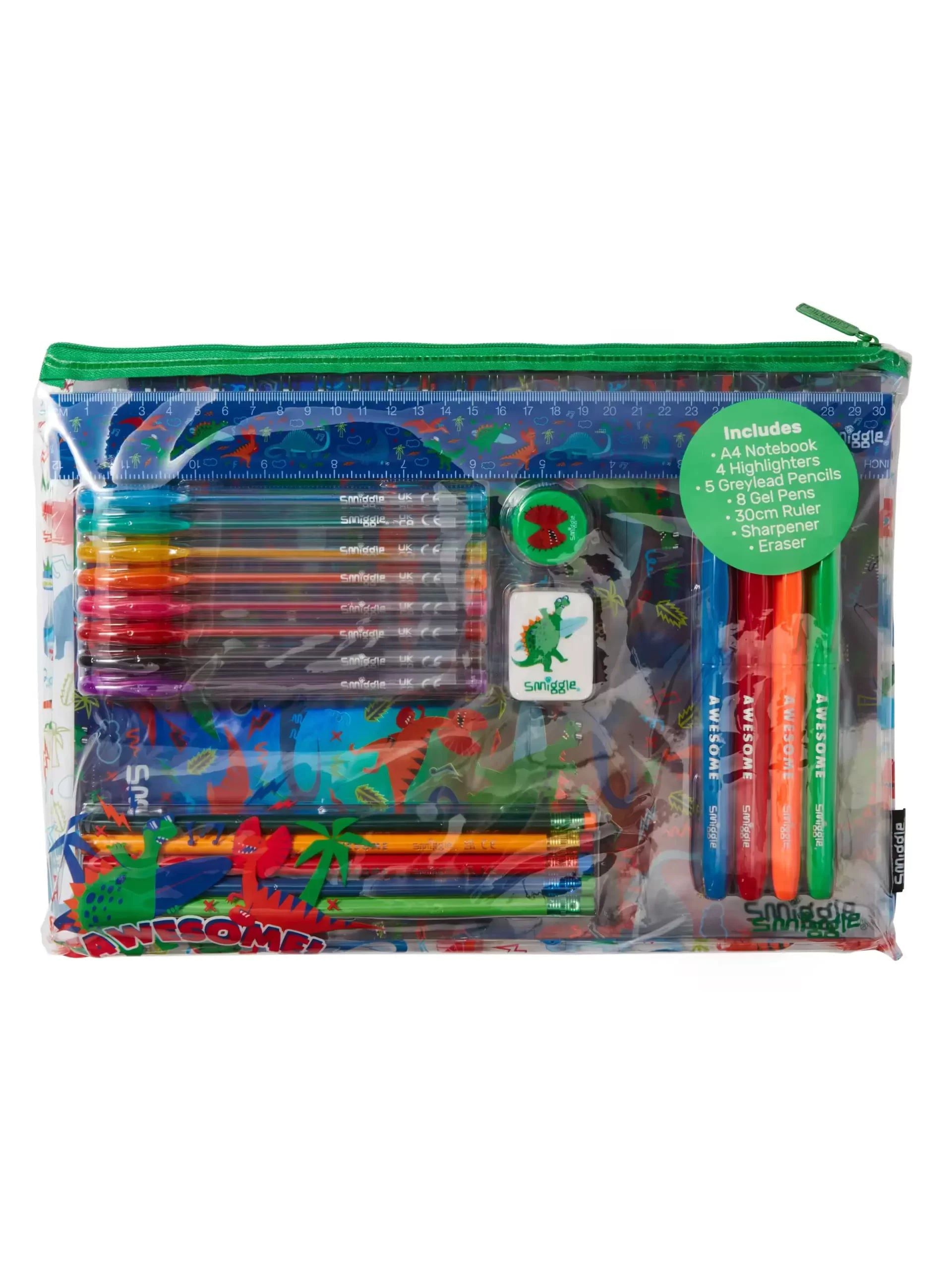 Smiggle - Wish A4 Defter ve Kırtasiye Seti-Dinossi