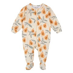 Petit Lem - Organik Pamuklu Papaya Ayaklı Pijama | Bej