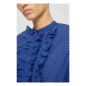 Laurence Bras - Magrita Pamuklu Gingham Bluz | Mavi