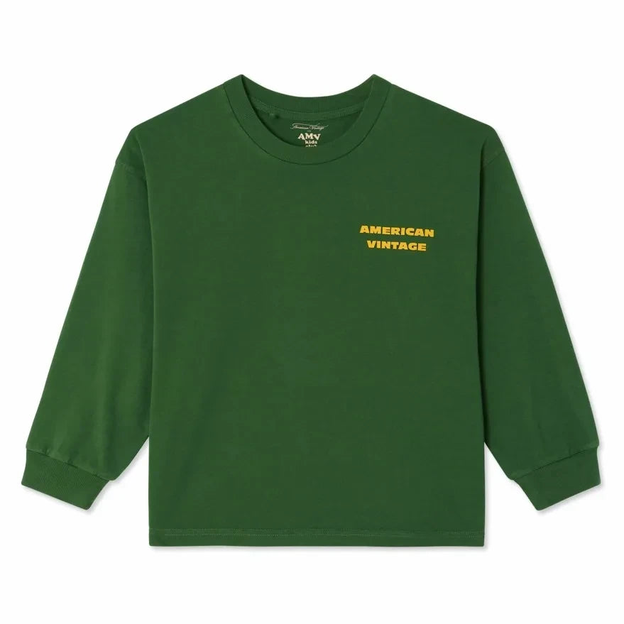 American Vintage - Fizvalley Logo Uzun Kollu Tişört | Yeşil