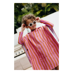 Beach & Bandits - Aloha Çizgili Organik Pamuk Ponço | Pembe