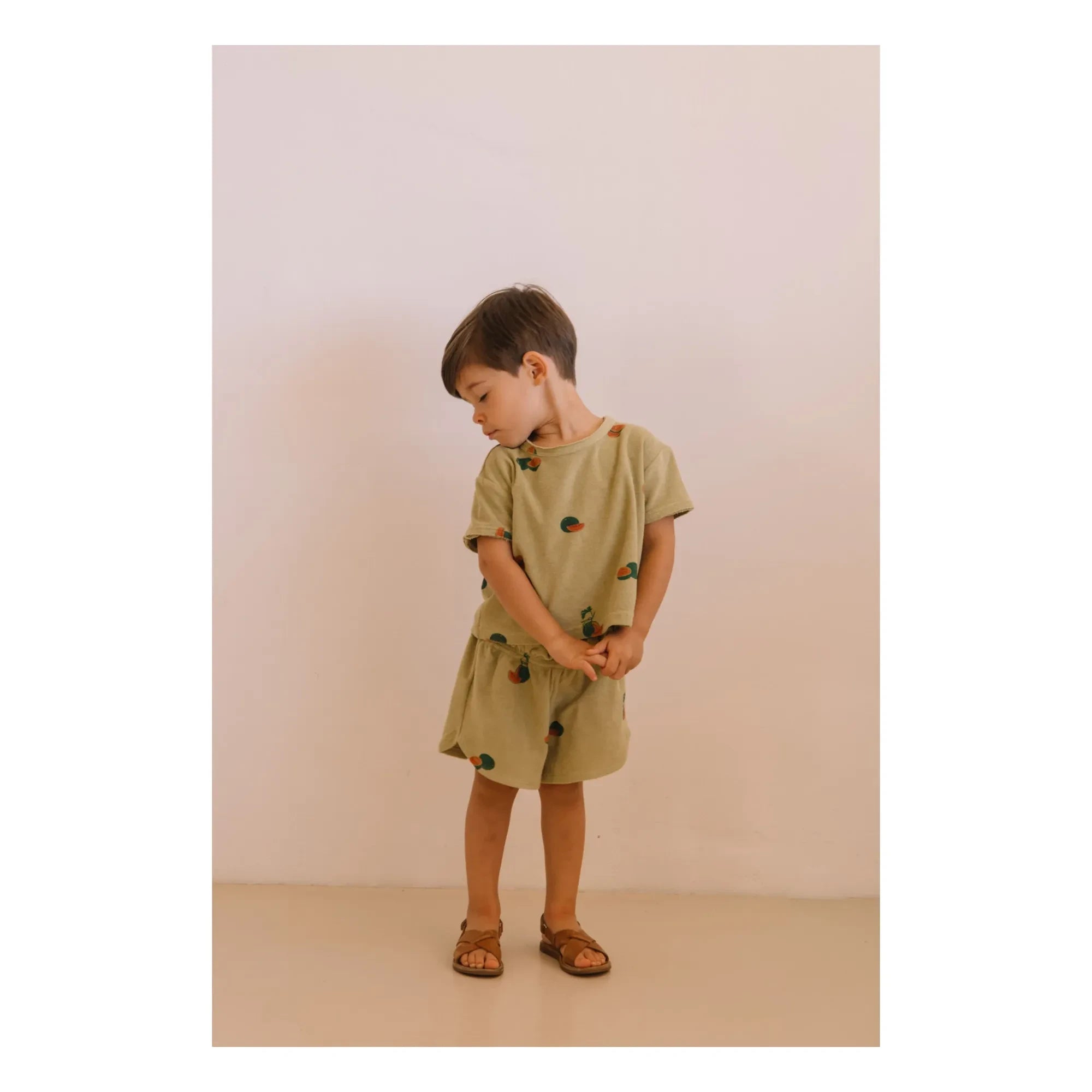 Studio Bohème - Essential Watermelon Organic Cotton Sponge T-Shirt | Khaki