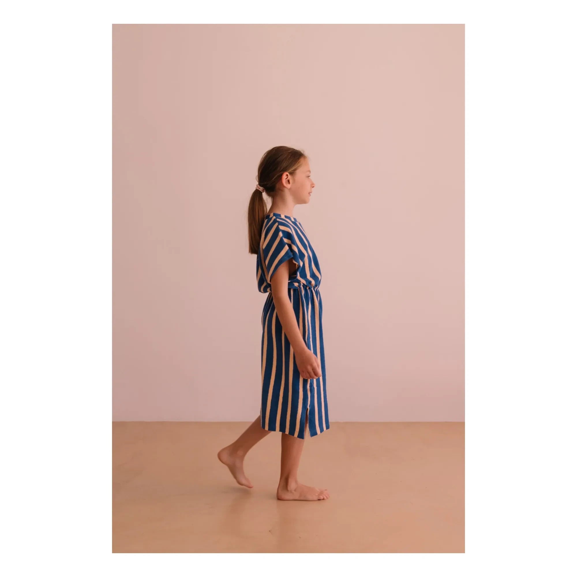We Are Kids - April Striped Organic Cotton Towel Dress | Blue