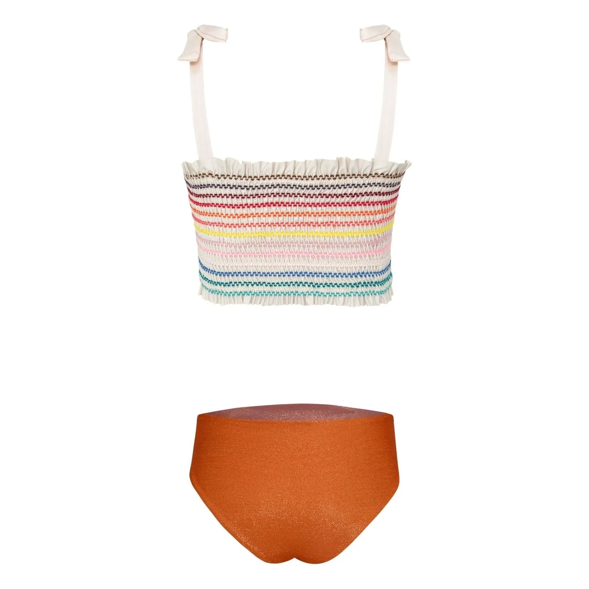 Pepita & Me - Striped Waffle Swimsuit | Orange
