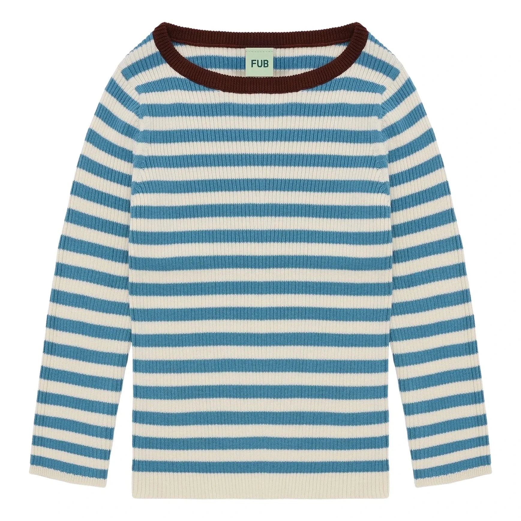 FUB - Organic Cotton Fine Knit Ribbed Sweater | Azure Blue