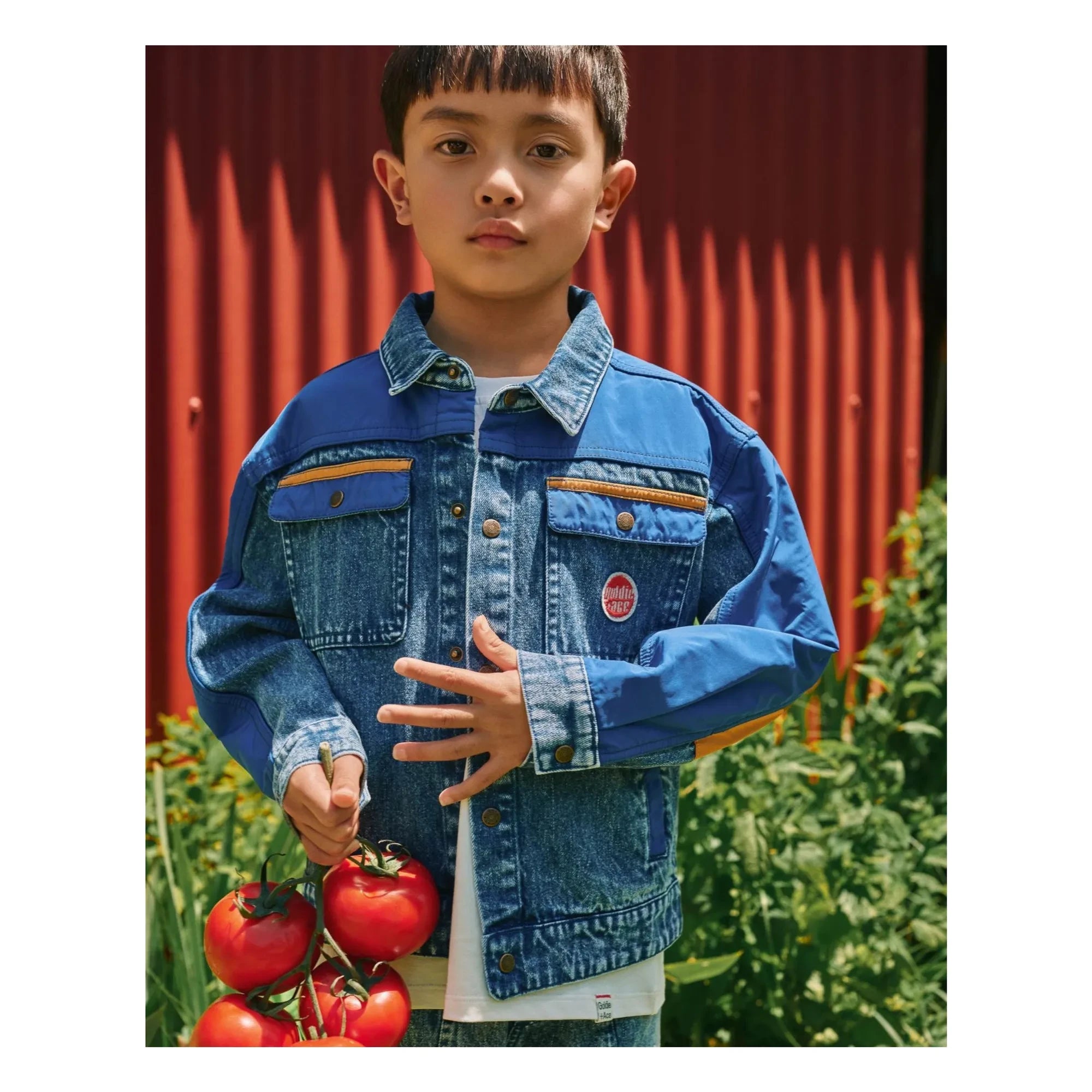 Goldie + Ace - Vintage Denimjacke mit Farbblock-Design | Blau