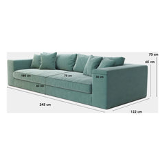Panac Edition - Bellechasse 3 kişilik kanepe, ham kadife - 245 cm | Lacivert