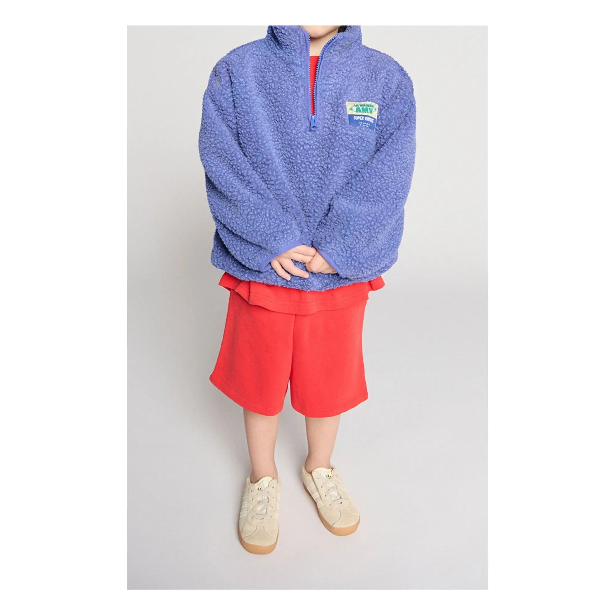 American Vintage - Sherpa-Sweatshirt aus recycelten Fasern mit halbem Reißverschluss „Hoktown“ | Violett