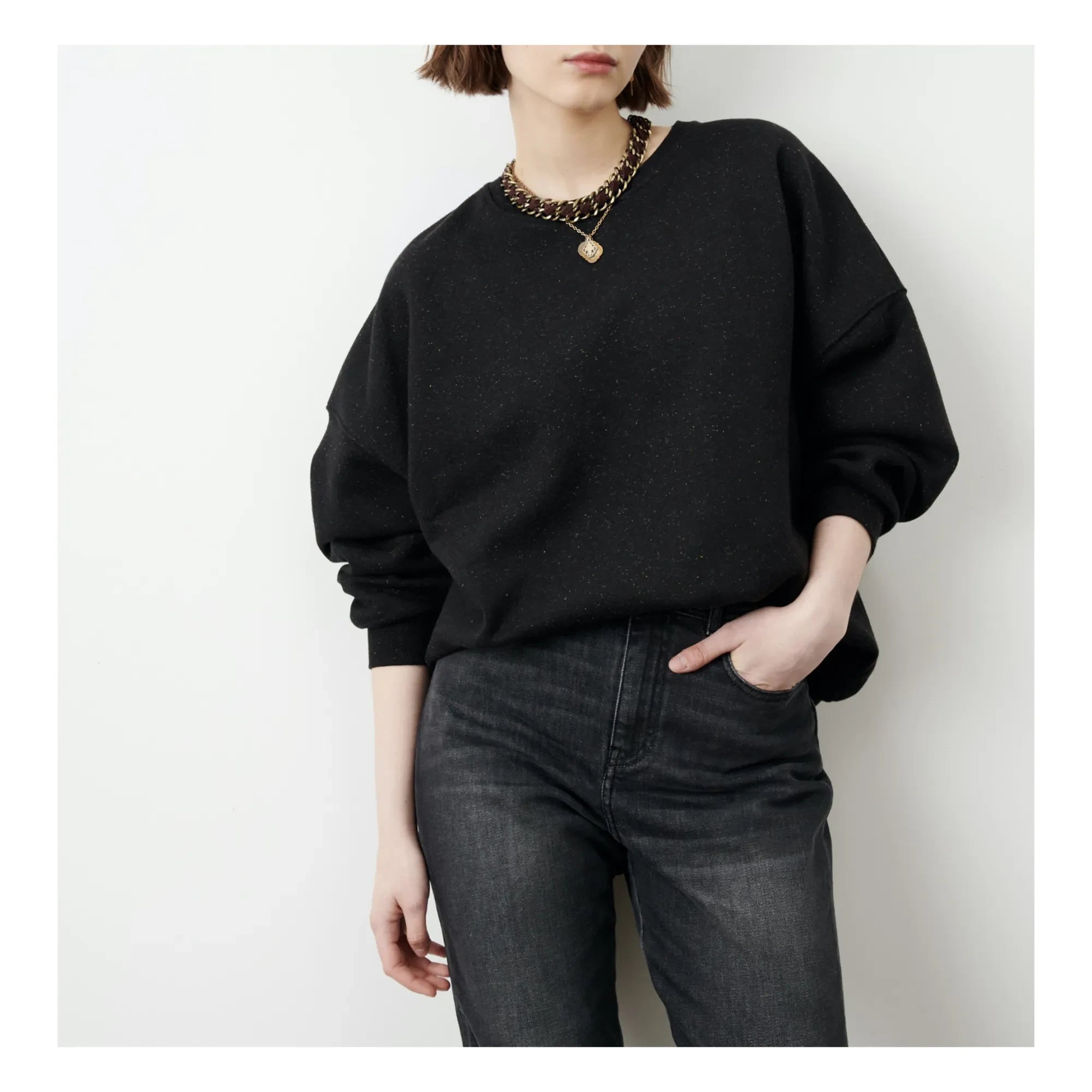 Sessùn - Chebbi Benekli Pamuklu Sweatshirt | Siyah