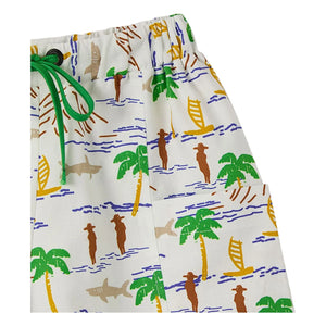 Fabula - Palm tree bağcıklı şort | Beyaz